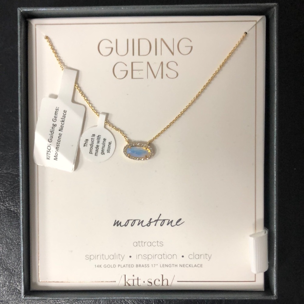 14k gold plated brass moonstone 17" length necklace